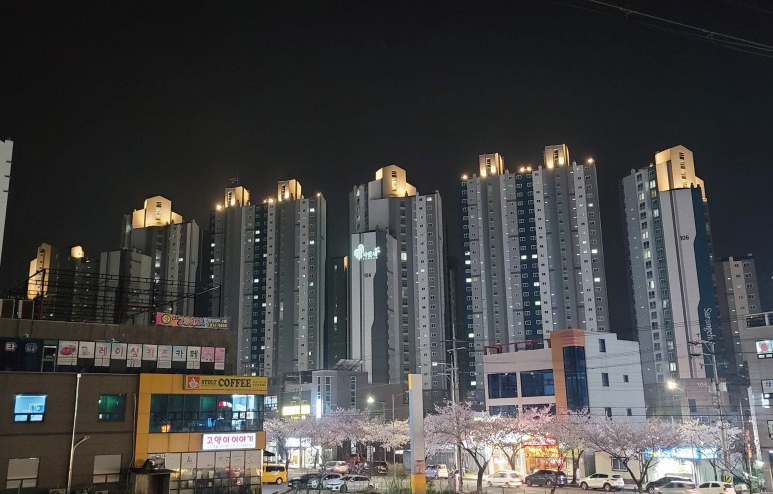 양산 명동 삼한 사랑채 아파트 경관 조명 시공 설치 사례
